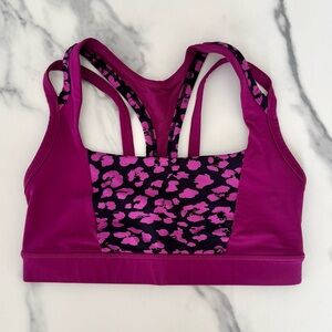 Lululemon Pink & Black Leopard Print Sports Bra